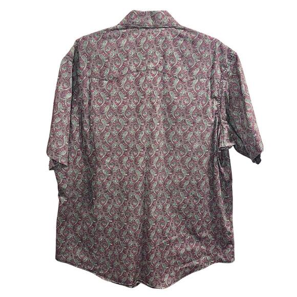 WRANGLER Wrancher Red Paisley Short Sleeve Pearl Snap Shirt XL (c-231) - Picture 2 of 7